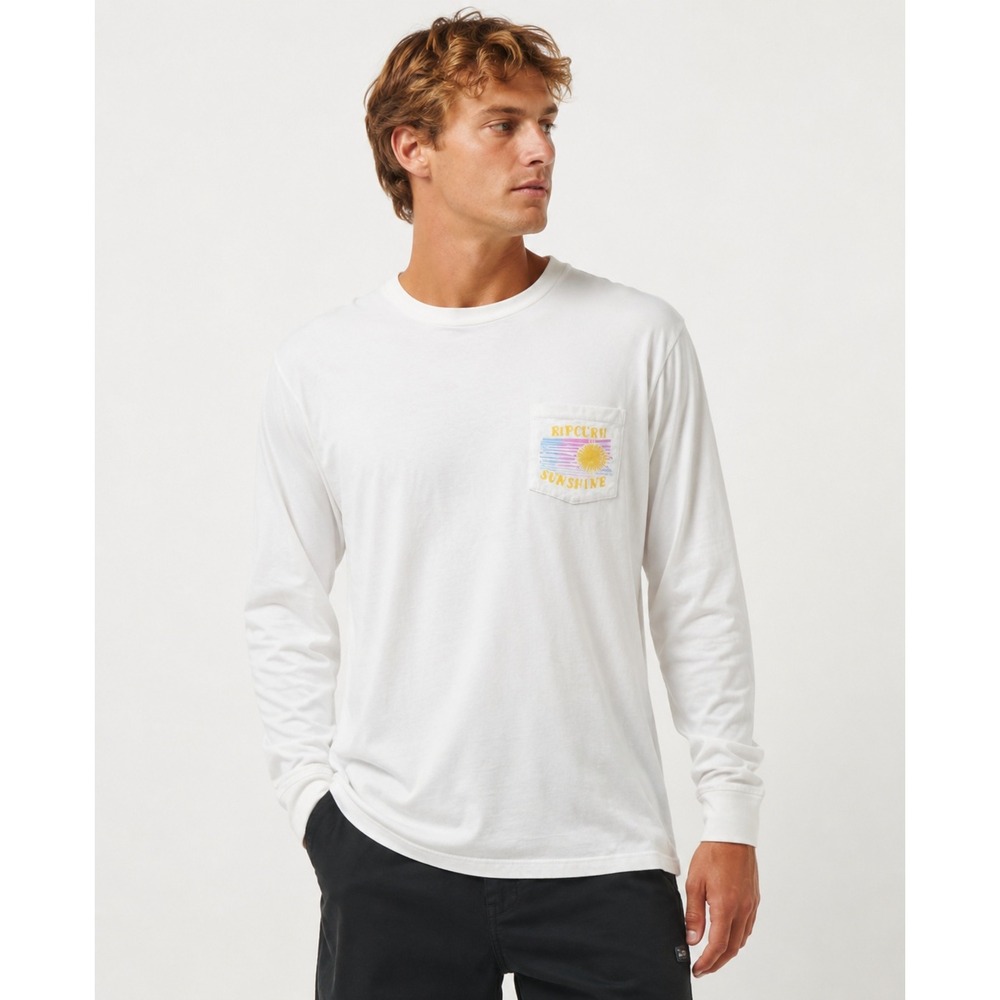 Chubbies Mens White Long Sleeve Pocket T-Shirt Skys Out Thighs Out Graphic XL